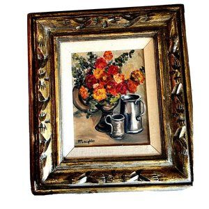 Original Oil Painting Impressionist-Still Life-Signed McLaughlin Gold Frame VTG